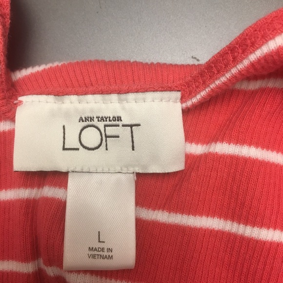 Ann Taylor LOFT tank top L large red white stripes - Picture 4 of 5